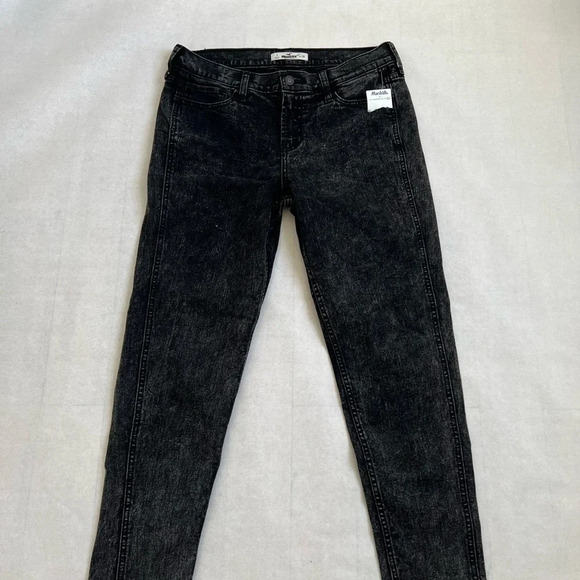 Hollister Mid Rise Skinny Jeans Size 26 Stretch Black Boiling Effect NWT - Picture 2 of 8